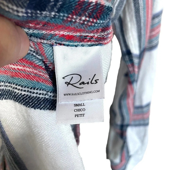 Rails Women’s Hunter Long Sleeve Plaid Button Down in White/Navy/Red Size S - Picture 6 of 14